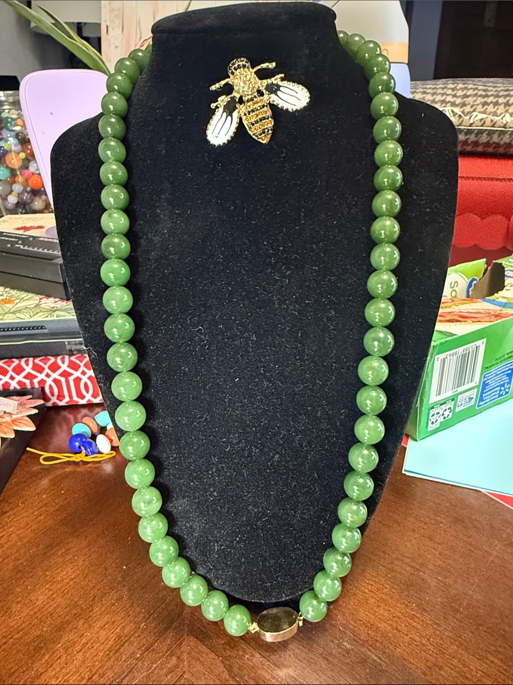 Beaded Necklace/ Green Jade!